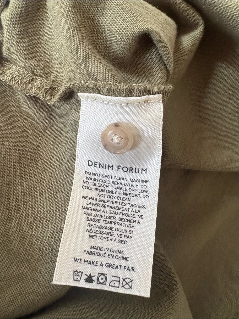Aritzia Denim Forum Jane Shirt | Size Medium | Khaki Green | 100% Cotton - Picture 6 of 7